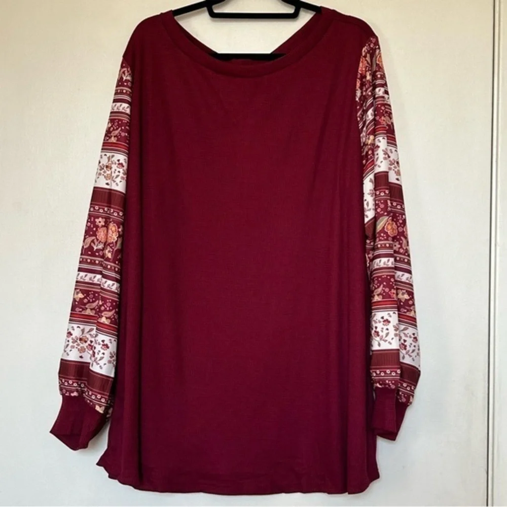 BloomChic NWT Boho Print Patchwork Crew Neck Sweatshirt- Size 26 - Picture 3 of 15